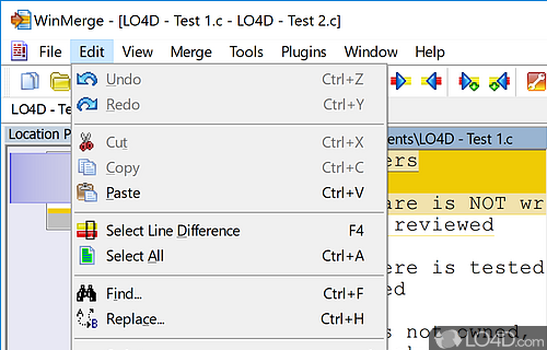 Visual text file differencing and merging tool - Screenshot of WinMerge