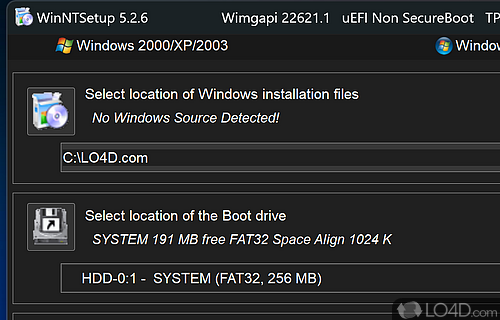Select the source ISO, WIM or ESD - Screenshot of WinNTSetup