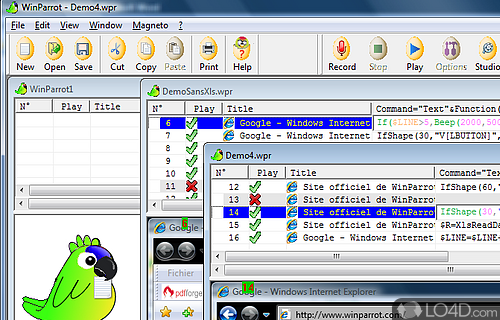 Screenshot of WinParrot - Tool which can record actions on the screen and repeat them