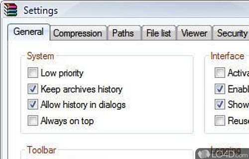 Screenshot of WinRAR for U3 - Portable version of the superb archiving software WinRAR