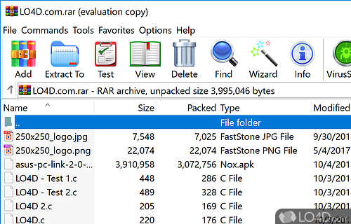 Quality compression and multiple disk spanning - Screenshot of WinRAR