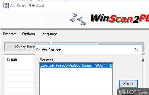 Scan files and save as PDF - Screenshot of WinScan2PDF