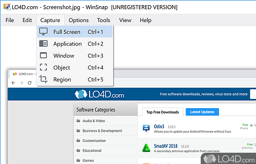 Screen capturing and image editing - Screenshot of WinSnap
