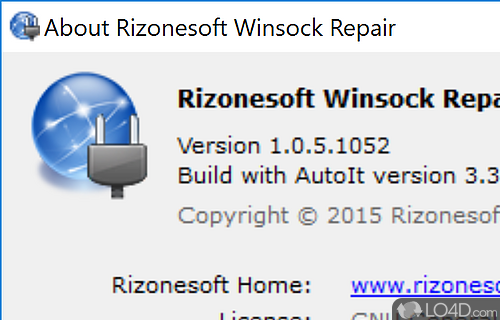 User interface - Screenshot of Winsock Repair