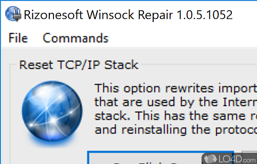 Restores the Winsock configuration to default, resets TCP/IP v6 interfaces, shows a list of LSPs - Screenshot of Winsock Repair