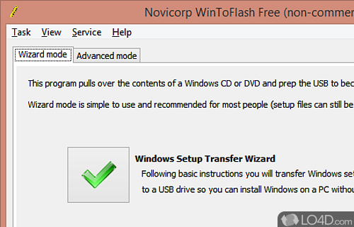Screenshot of WinToFlash - Use USB flash drive to transfer Windows installation packages from CD