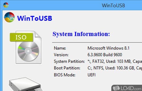 Manage boot options and data source - Screenshot of WinToUSB