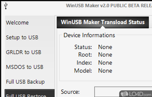 User interface - Screenshot of WinUSB Maker