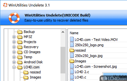 WinUtilities Undelete screenshot