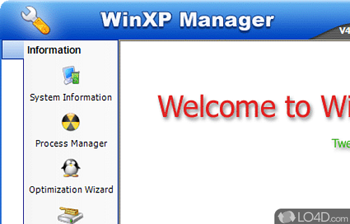 Screenshot of WinXP Manager - Can be used in order to change a wide range of options regarding to Windows, so as to improve the manner in