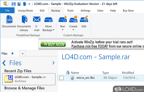 Provides aid in office environments - Screenshot of WinZip