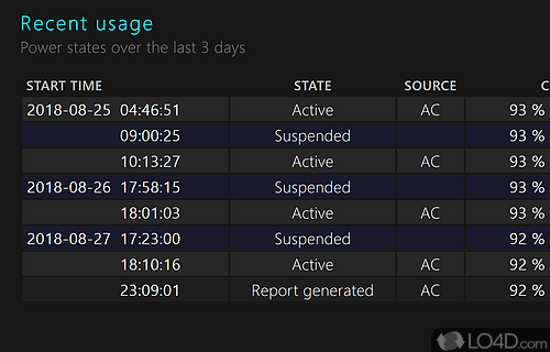 User interface - Screenshot of WiRE Battery Lifemeter