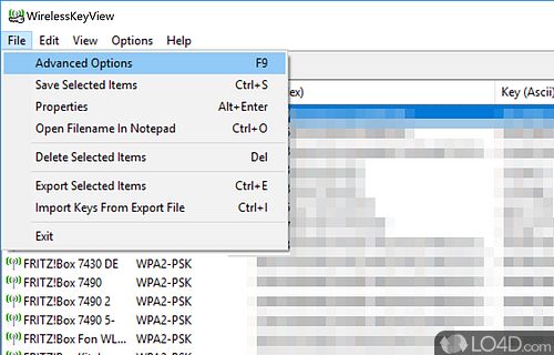 Neatly displays gathered data - Screenshot of WirelessKeyView