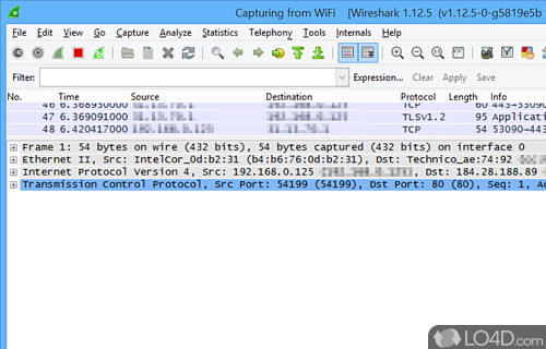 A network protocol analyzer to capture packets and detect errors - Screenshot of Wireshark Portable