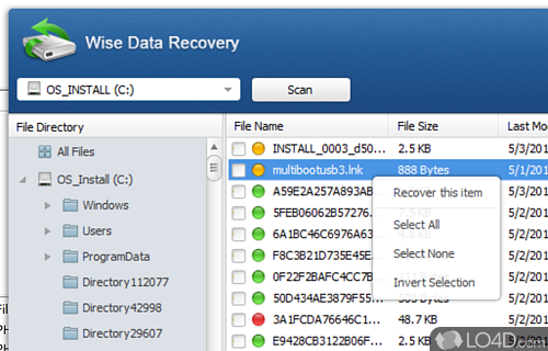 Fast and free - Screenshot of Wise Data Recovery