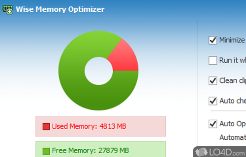 Optimize the RAM memory - Screenshot of Wise Memory Optimizer