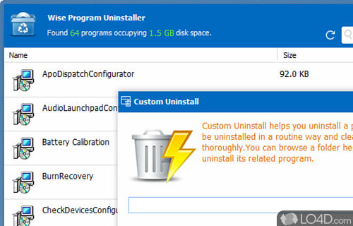 Uninstall programs from PC - Screenshot of Wise Program Uninstaller