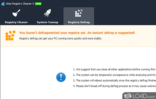 User interface - Screenshot of Wise Registry Cleaner Free