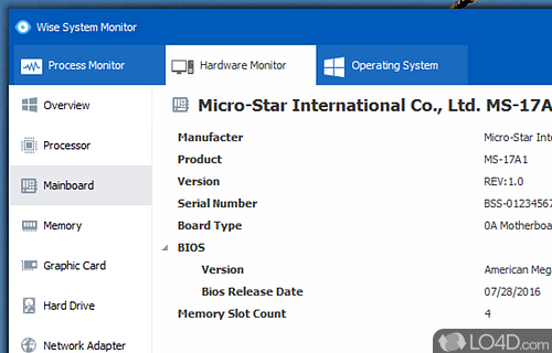 Monitor system resource usage - Screenshot of Wise System Monitor