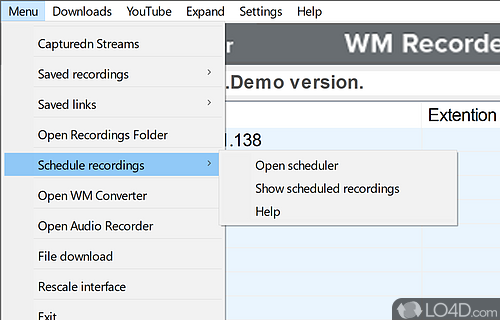 Convert results and schedule a recording - Screenshot of WM Recorder