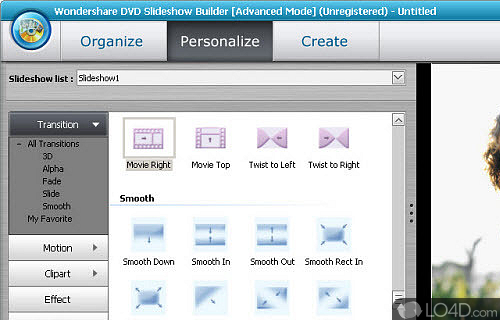 Screenshot of Wondershare Slideshow Builder - User interface