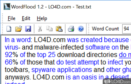 Set the desired column numbers - Screenshot of WordFlood