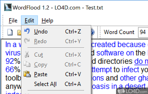 Poorly-optimized word filtering support - Screenshot of WordFlood