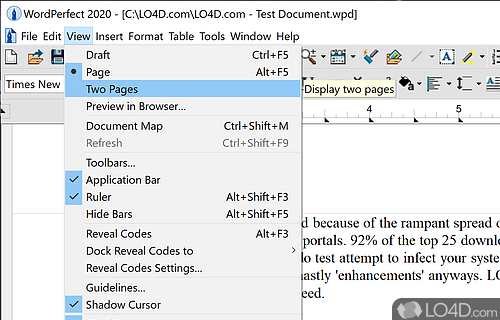 Process PDFs - Screenshot of WordPerfect Office