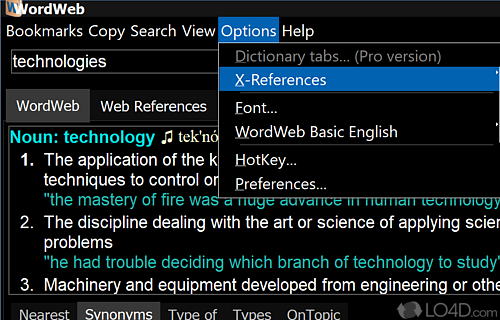 English dictionary with synonyms and antonyms. No translation - Screenshot of WordWeb