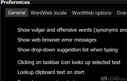 System tray integration - Screenshot of WordWeb