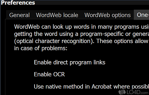 Suggestion of related words - Screenshot of WordWeb