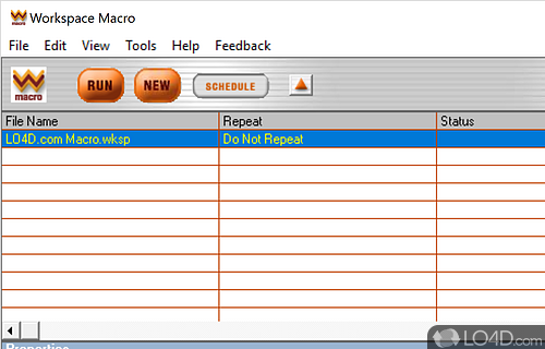 User interface - Screenshot of Workspace Macro