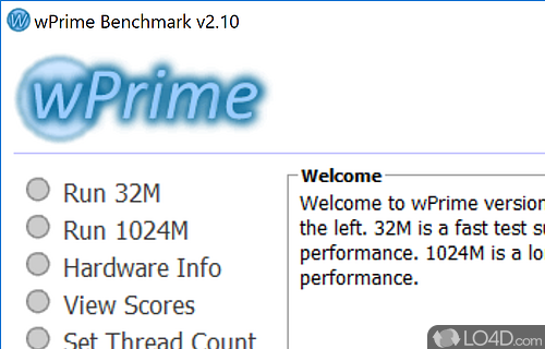 Multi-thread benchmarking tool for testing the CPU level, aside from showing hardware information - Screenshot of wPrime