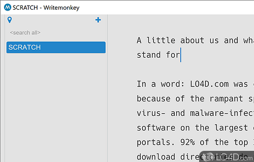 Clear-cut and app which can create text bodies, save them to the hard drive and send them to the printer - Screenshot of WriteMonkey