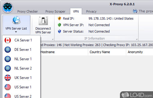 Connect to internet using a proxy server - Screenshot of X-Proxy