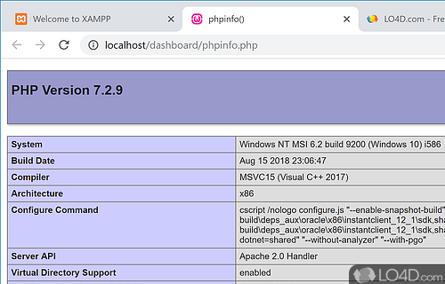 Control Panel and Support - Screenshot of XAMPP