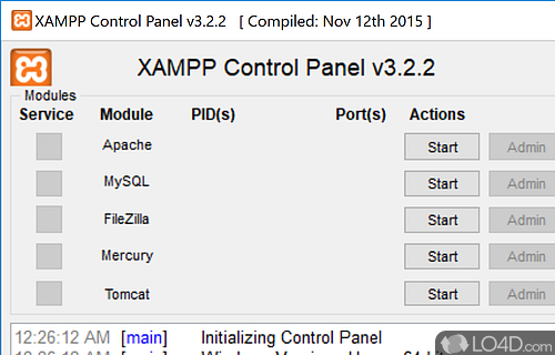 Apache distribution for Windows containing MySQL, PHP - Screenshot of XAMPP