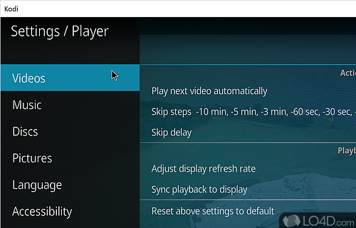 Playback, and add-on support - Screenshot of Kodi