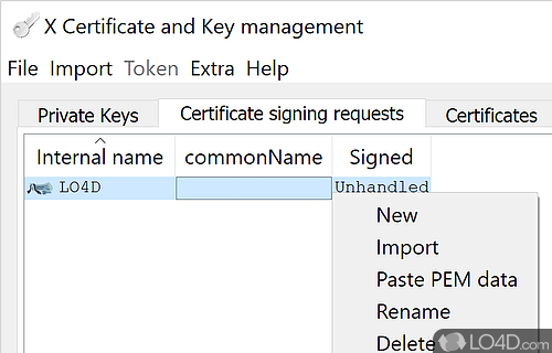 Manage X.509 certificates, RSA, DSA and EC security keys - Screenshot of XCA