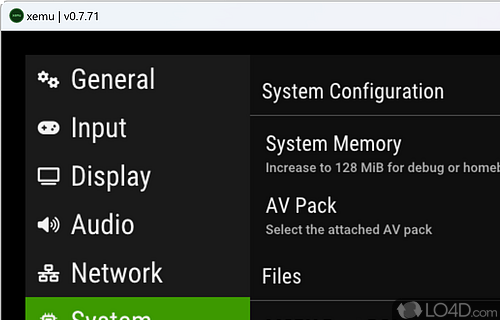 User interface - Screenshot of xemu