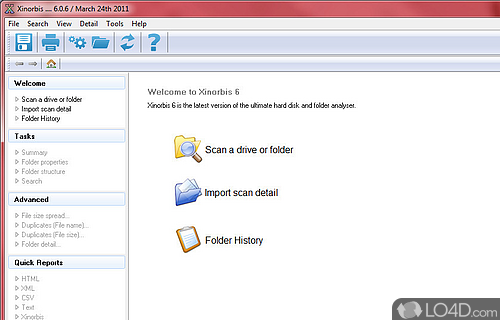 Screenshot of Xinorbis - Hard disk analyzer that can check out the structure of folders
