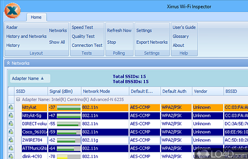 Say Goodbye to Slow Connections - Screenshot of Xirrus Wi-Fi Inspector