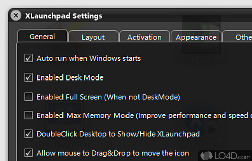 OS X's application menu on Windows - Screenshot of XLaunchpad