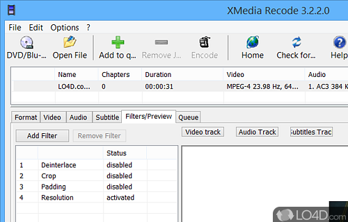 Convert video and audio files between many formats - Screenshot of XMedia Recode