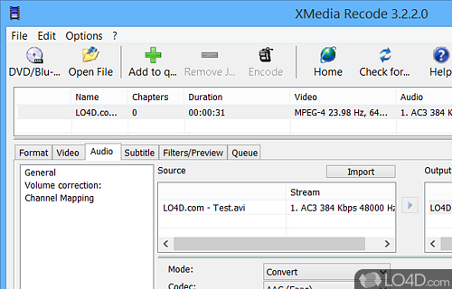 Comes with a plethora of multimedia codecs - Screenshot of XMedia Recode Portable