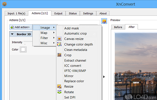 Powerful batch image editor with dozens of actions and filters - Screenshot of XnConvert