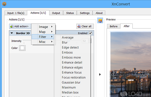 Powerful batch image editor for PC with dozens of actions and filters - Screenshot of XnConvert