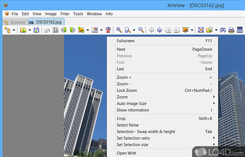 Integrates a rich context menu - Screenshot of XnView