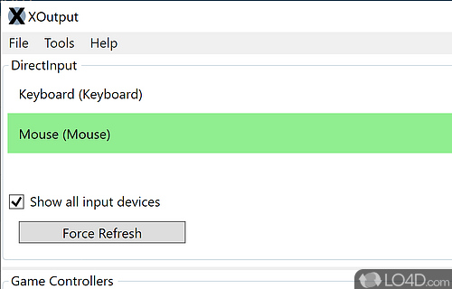 Enables you to configure the output mapping - Screenshot of XOutput