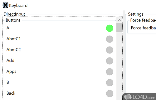 User interface - Screenshot of XOutput